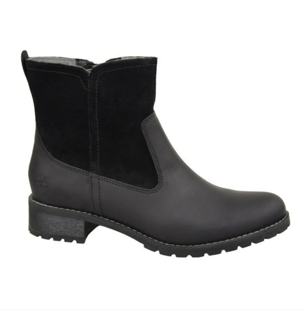 Timberland Bethel Black Suede Leather Biker Moto Fall Heeled Ankle Boots
